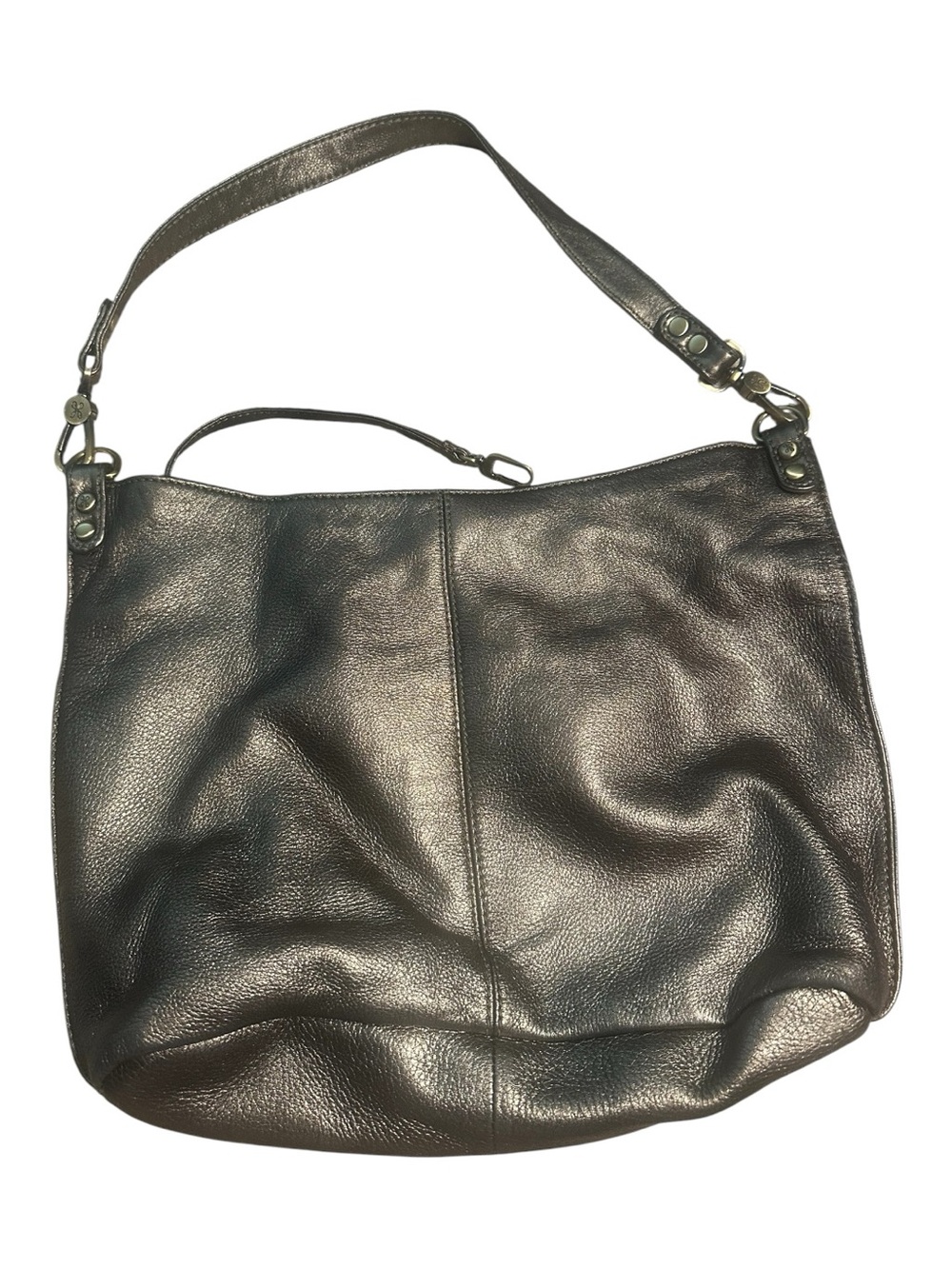 Hobo Pebbled leather metallic pewter slouchy shoulder bag